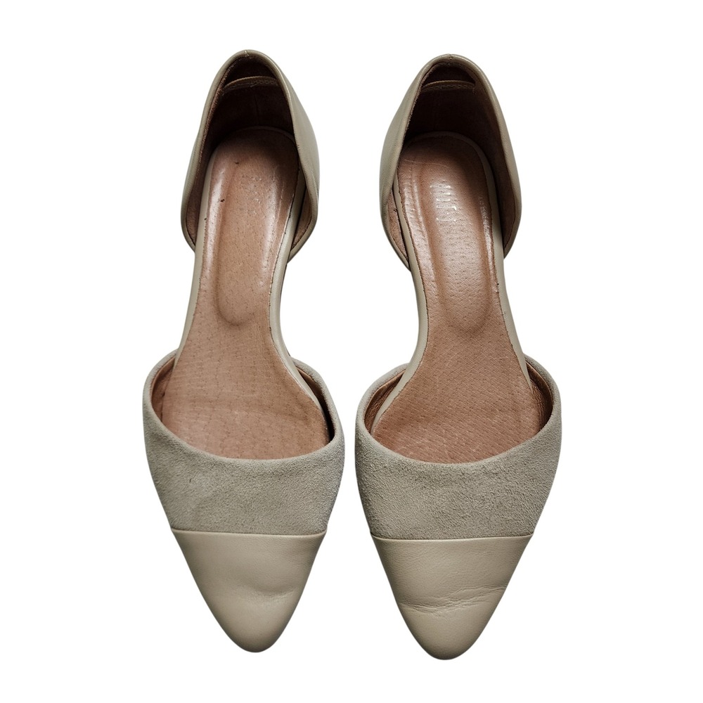 J Jill Womens Leather D'Orsay Pointed Toe Ballet Flats Size 7 Beige Suede Preppy